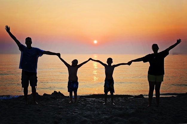 Silhouette Family With Two Boys